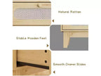 Comodino in Rattan a 3 Cassetti per Camera da Leto, Set di 2 Cassettiere Moderne in Legno con Maniglie per Camera da Letto, Design Antiribaltamento, Corridoio e Soggiorno
