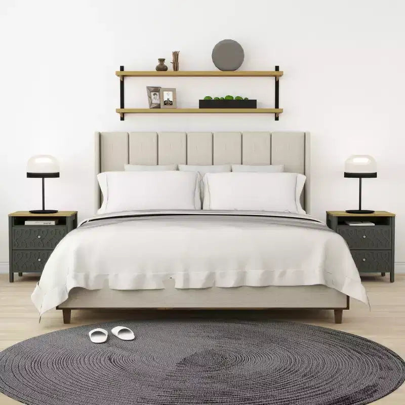 Comodini Moderni a 2 Cassetti con Vano a Giorno Set da 2 53.1 L 39.9 P 57.7 A