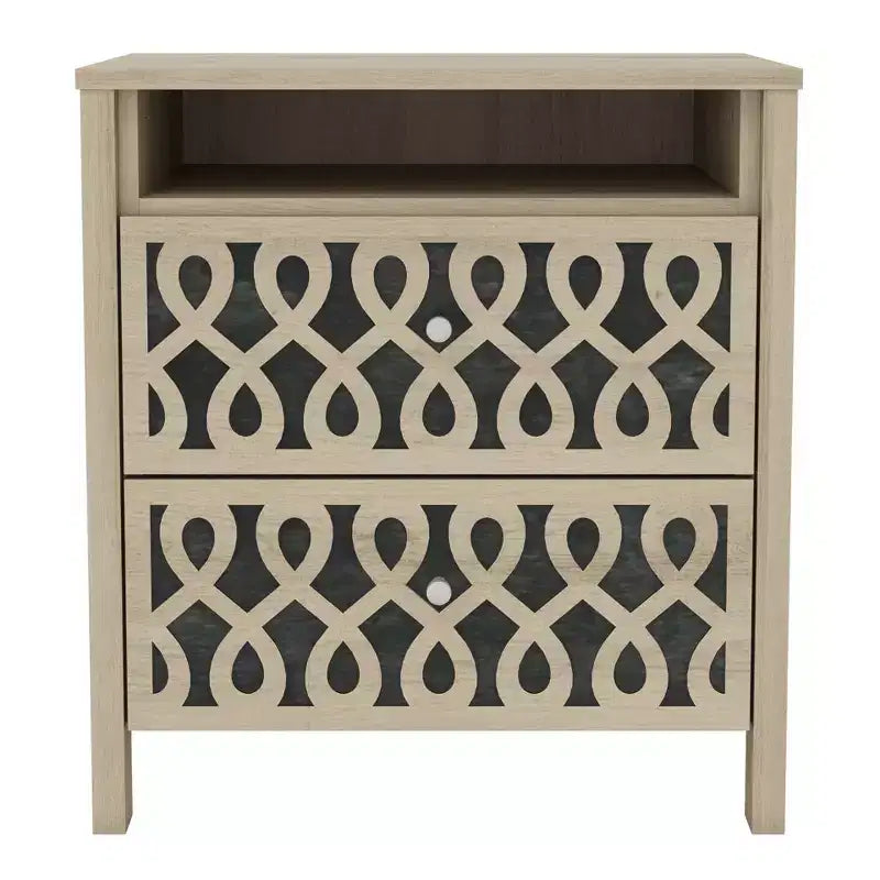 Comodini Moderni a 2 Cassetti con Vano a Giorno Set da 2 53.1 L 39.9 P 57.7 A