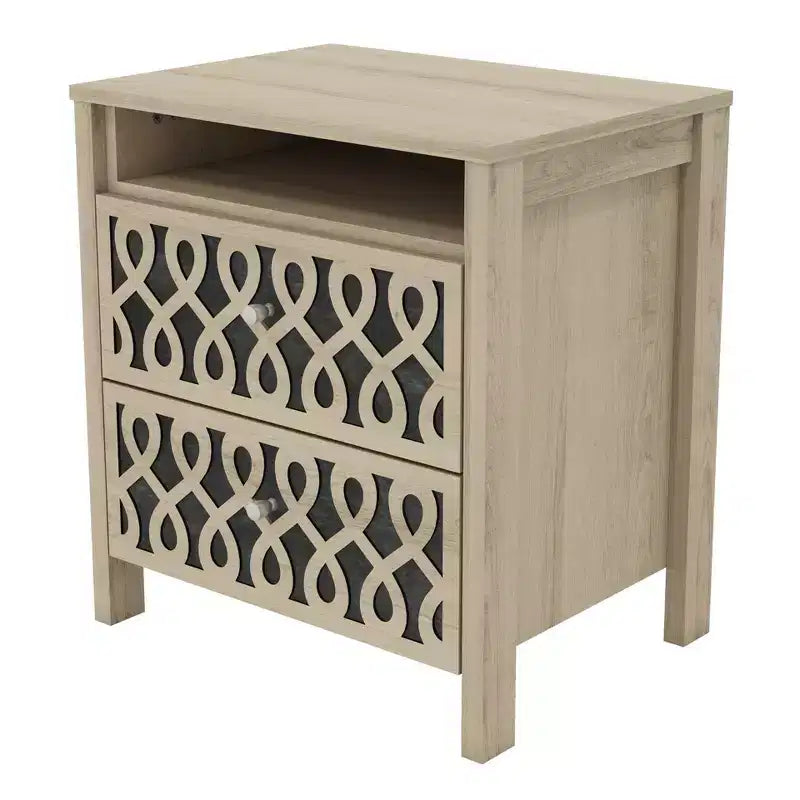 Comodini Moderni a 2 Cassetti con Vano a Giorno Set da 2 53.1 L 39.9 P 57.7 A