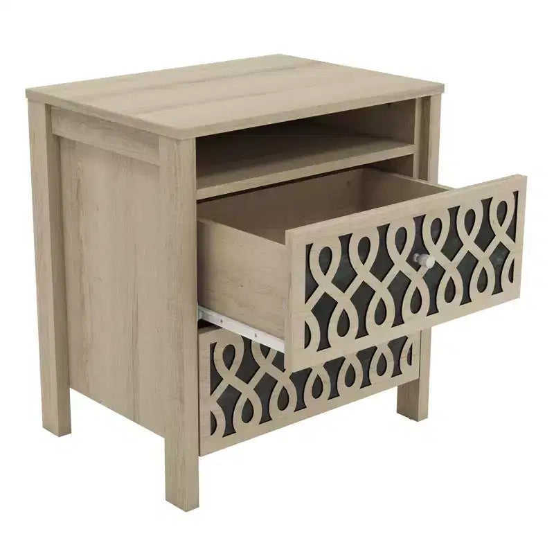 Comodini Moderni a 2 Cassetti con Vano a Giorno Set da 2 53.1 L 39.9 P 57.7 A