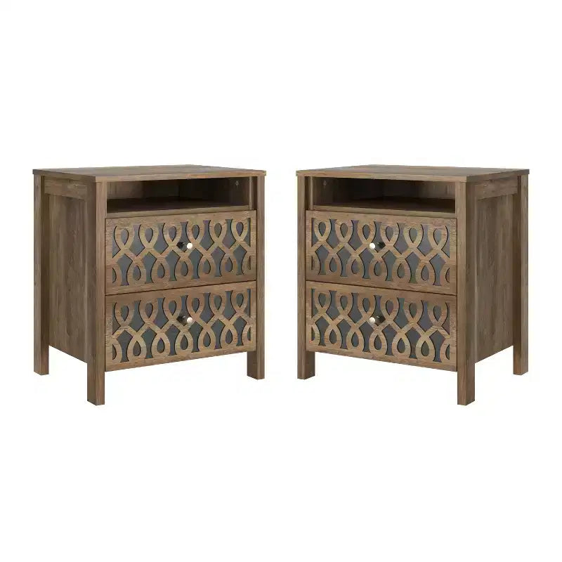 Comodini Moderni a 2 Cassetti con Vano a Giorno Set da 2 53.1 L 39.9 P 57.7 A