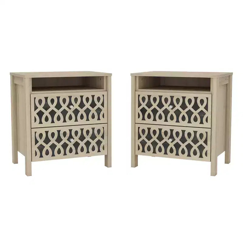 Comodini Moderni a 2 Cassetti con Vano a Giorno Set da 2 53.1 L 39.9 P 57.7 A