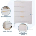 Cassettiera a 4 cassetti 55 White Wave Panel, Armadio Alto con Finitura Effetto Legno, Organizer Multifunzione per Cameretta, Corridoio, Soggiorno