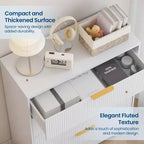 Cassettiera a 4 cassetti 55 White Wave Panel, Armadio Alto con Finitura Effetto Legno, Organizer Multifunzione per Cameretta, Corridoio, Soggiorno