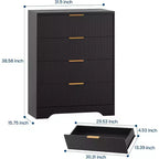 Cassettiera a 4 cassetti 55 White Wave Panel, Armadio Alto con Finitura Effetto Legno, Organizer Multifunzione per Cameretta, Corridoio, Soggiorno