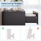 Cassettiera a 4 cassetti 55 White Wave Panel, Armadio Alto con Finitura Effetto Legno, Organizer Multifunzione per Cameretta, Corridoio, Soggiorno