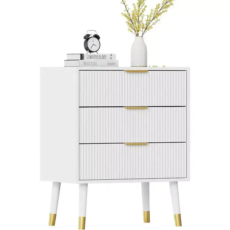 Cassettiera moderna a 3 cassetti, comò a righe verticali, organizer per camera da letto e soggiorno