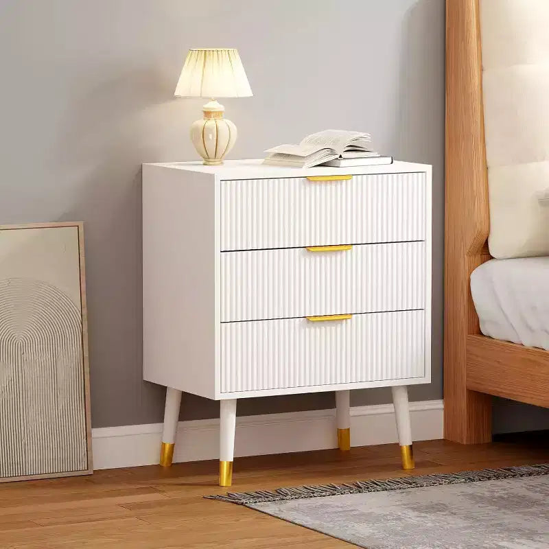 Cassettiera moderna a 3 cassetti, comò a righe verticali, organizer per camera da letto e soggiorno