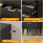 Cassettiera moderna a 3 cassetti, comò a righe verticali, organizer per camera da letto e soggiorno