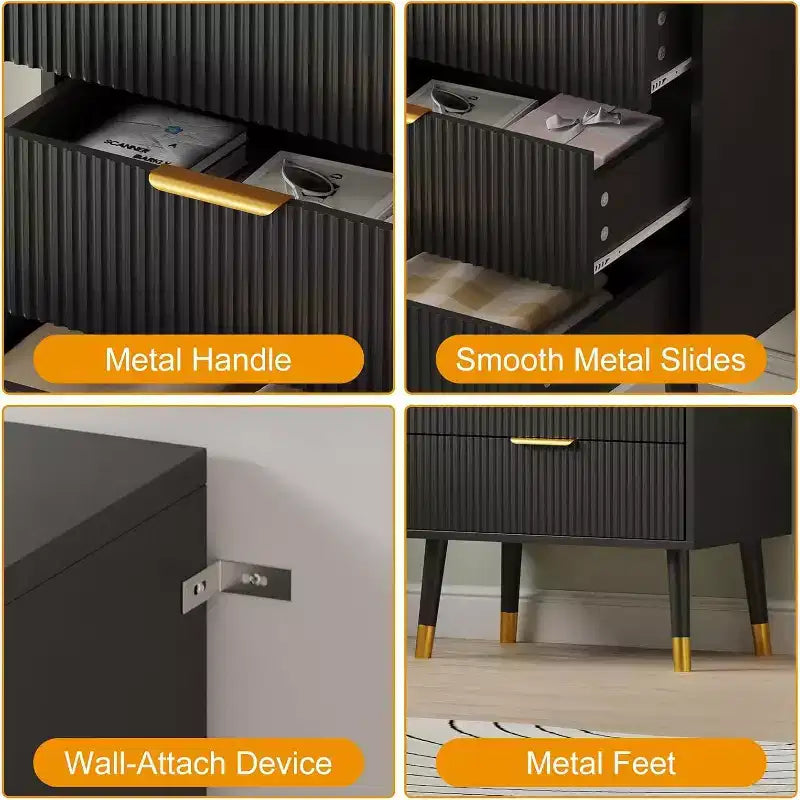 Cassettiera moderna a 3 cassetti, comò a righe verticali, organizer per camera da letto e soggiorno