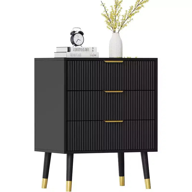 Acekool 3 Drawer Modern Dresser, Vertical Stripe Storage Chest, Bedroom Living Room Organizer