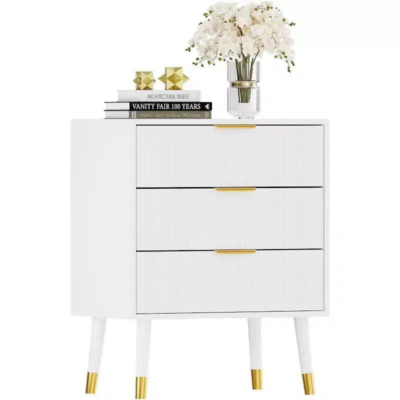Cassettiera moderna a 3 cassetti, comò a righe verticali, organizer per camera da letto e soggiorno
