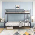 GDFStudio Elowen Modern Metal Twin Bunk Bed Frame with Ladder, Full-Length Guardrails and Under Bed Storage