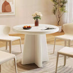 Tavolo da Pranzo Rotondo per 2-4 Persone, Tavolo Piccolo da Cucina da 80 cm con Base Robusta, Mobile Moderno per Sala da Pranzo, Salotto, Bianco