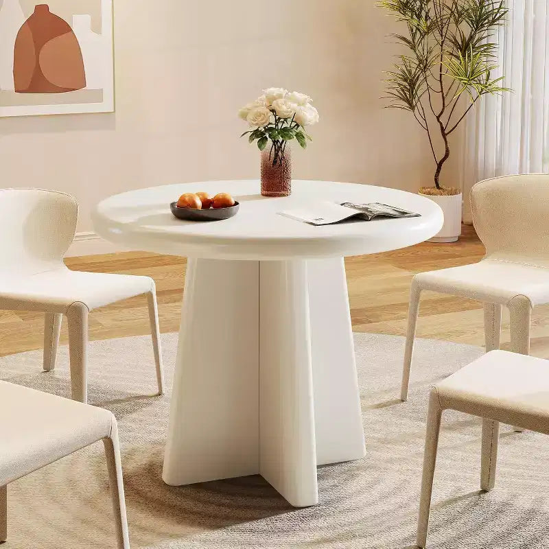 Tavolo da Pranzo Rotondo per 2-4 Persone, Tavolo Piccolo da Cucina da 80 cm con Base Robusta, Mobile Moderno per Sala da Pranzo, Salotto, Bianco