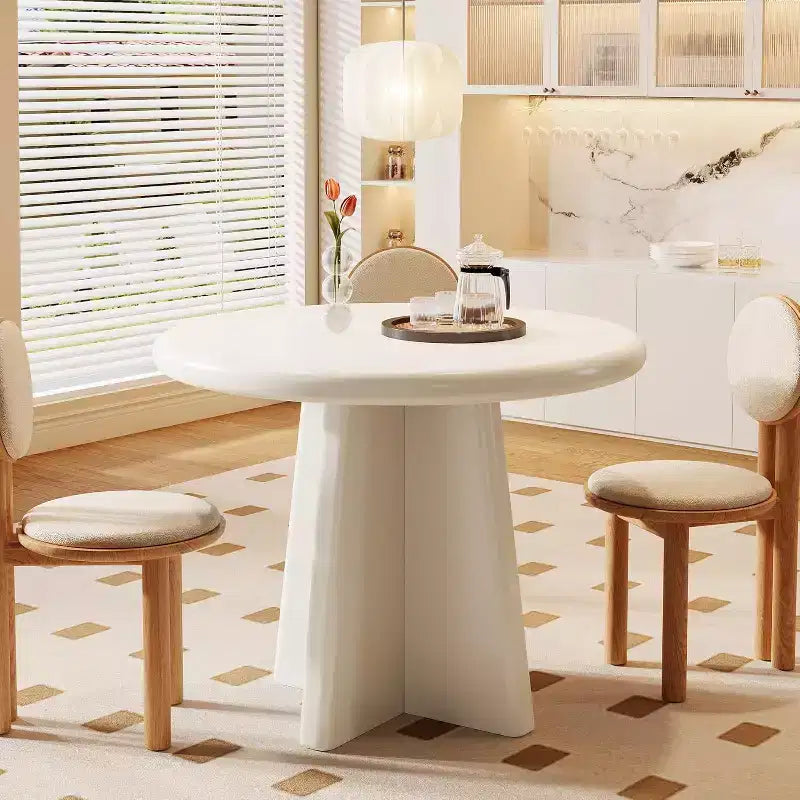 Tavolo da Pranzo Rotondo per 2-4 Persone, Tavolo Piccolo da Cucina da 80 cm con Base Robusta, Mobile Moderno per Sala da Pranzo, Salotto, Bianco