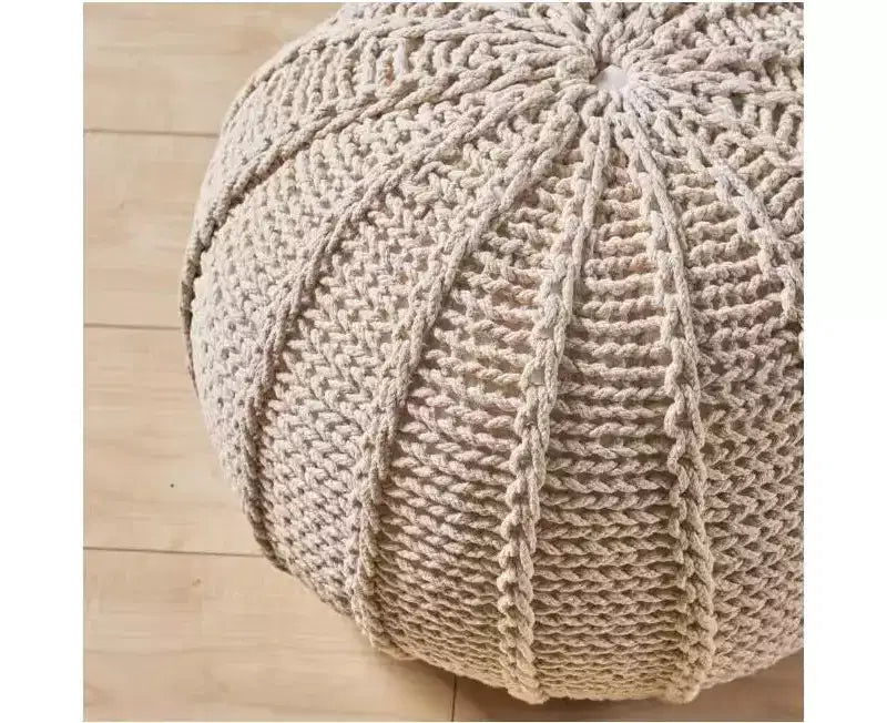 Poltrona Sacco in Maglia, Poltrona Sacco Comoda con Imbottitura in Schiuma, Poltrona Divano per Soggiorno, Camera da Letto, Beige