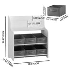 Libreria con 6 contenitori in tessuto, scaffale per bambini e organizer per giocattoli multifunzionale bianco