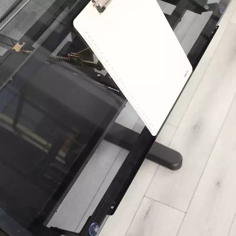 Tavolo da disegno regolabile con manovella (con 2 cassetti in metallo, nero) sgabello incluso