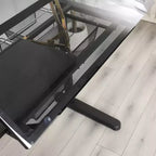 Tavolo da disegno regolabile con manovella (con 2 cassetti in metallo, nero) sgabello incluso