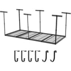 Scaffale pensile da garage 4x8, portapacchi da soffitto per garage regolabile in altezza 22-40 con 4 montanti verticali, capacità di peso 660 libbre