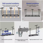Scaffale pensile da garage 4x8, portapacchi da soffitto per garage regolabile in altezza 22-40 con 4 montanti verticali, capacità di peso 660 libbre
