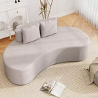 Divano curvo imbottito 78.5 con 2 cuscini accoglienti, schienale basso beige/grigio