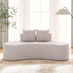Divano curvo imbottito 78.5 con 2 cuscini accoglienti, schienale basso beige/grigio