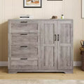 PB Board Double-Door 4-Drawer Wardrobe Gray | Bedroom, Kids' Room, Small Space