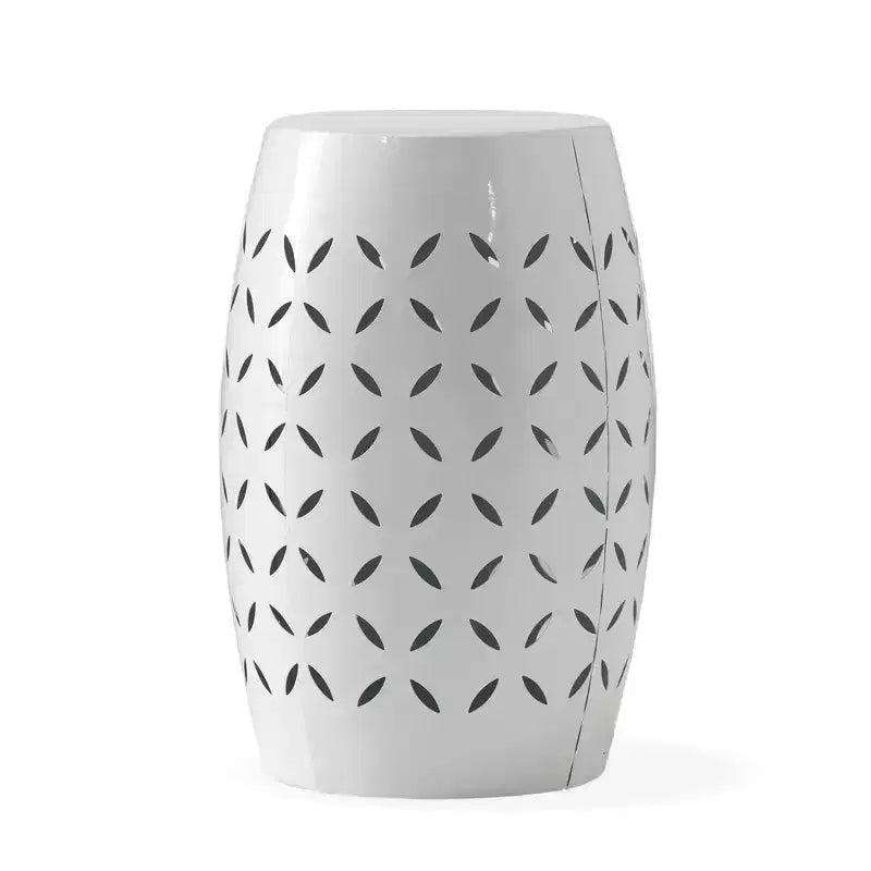 Tavolino d'appoggio cilindrico industriale accentato da 12 pollici con design a intaglio curvo per uso interno ed esterno