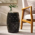Zeus & Ruta 12 Industrial Cylindrical Accent Side Table with Curved Cutout Design for Indoor & Outdoor Use