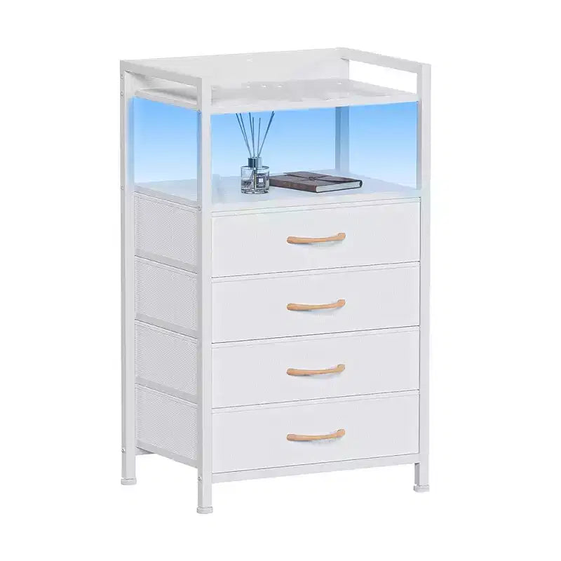 Cassettiera con 4 cassetti, dotata di piano d'appoggio in legno e specchiera, adatta per camere da letto e cucine, 41x29x83.5 cm