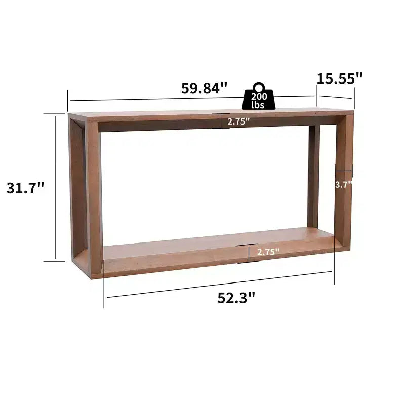 Consolle moderna in legno massello impiallacciato con ampio ripiano contenitore, tavolo da divano, tavolino da bar per soggiorno, corridoio