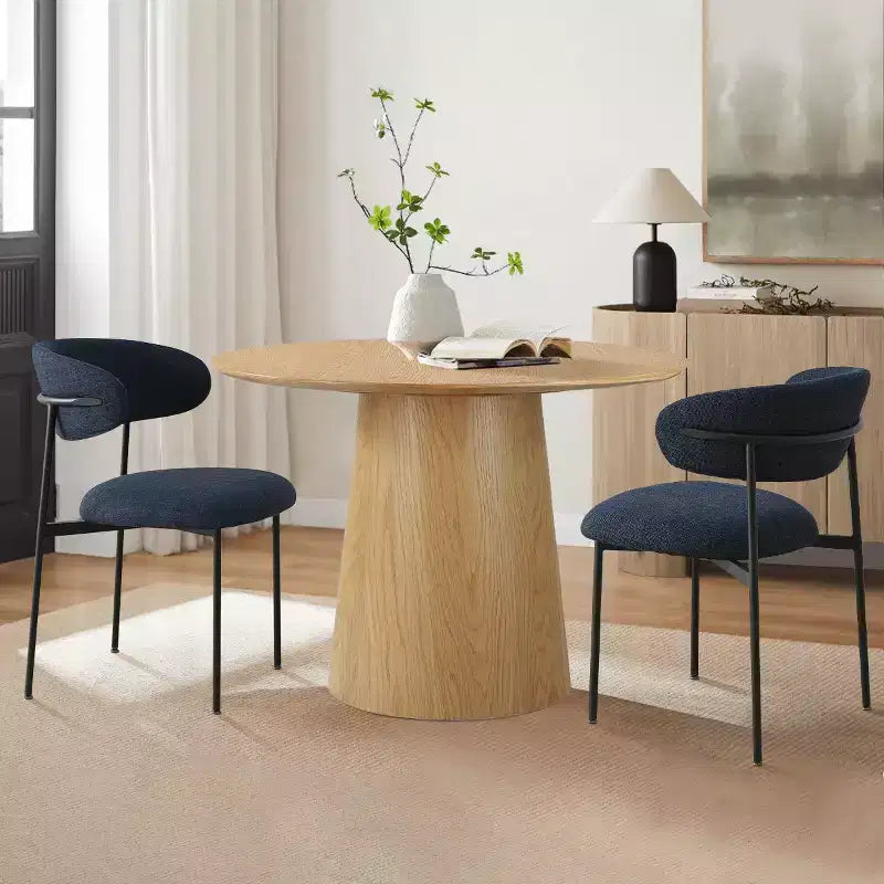Set di 2 sedie da pranzo imbottite, sedie moderne da cucina con schienale aperto, seduta in morbido tessuto e gambe in metallo nero