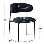 Set di 2 sedie da pranzo imbottite, sedie moderne da cucina con schienale aperto, seduta in morbido tessuto e gambe in metallo nero
