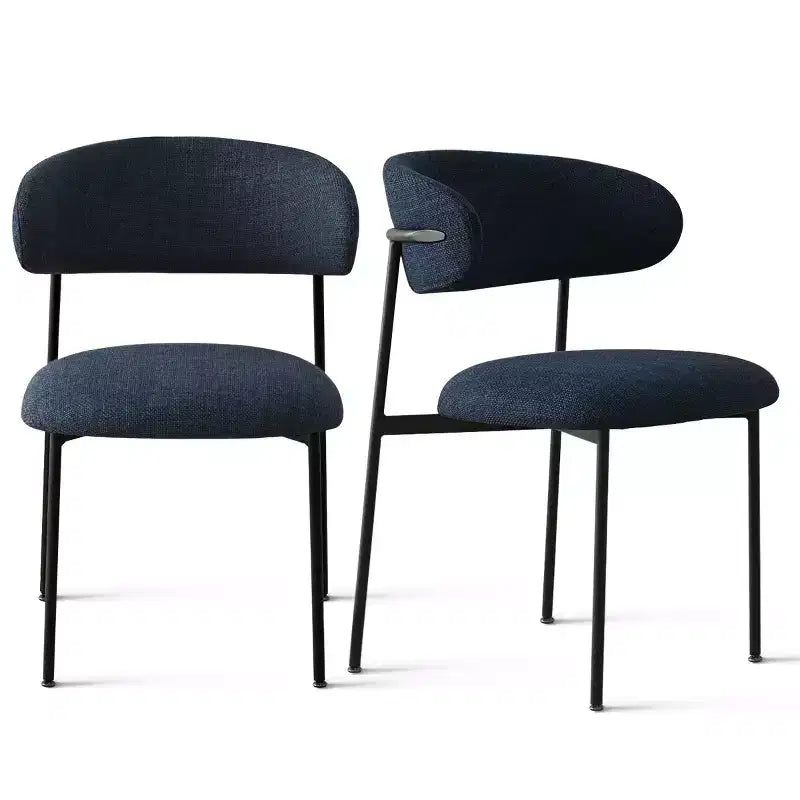 Set di 2 sedie da pranzo imbottite, sedie moderne da cucina con schienale aperto, seduta in morbido tessuto e gambe in metallo nero