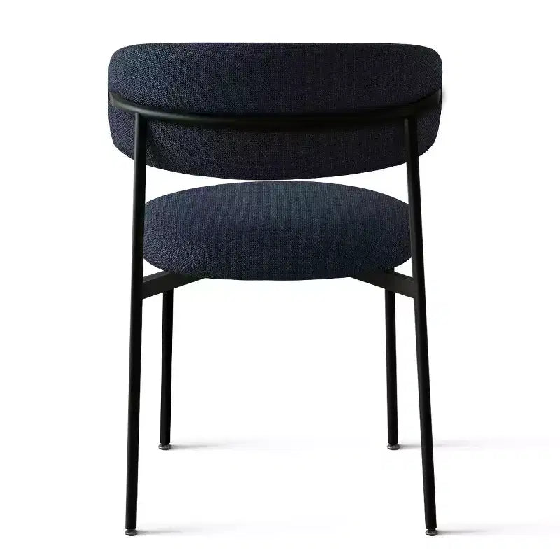 Set di 2 sedie da pranzo imbottite, sedie moderne da cucina con schienale aperto, seduta in morbido tessuto e gambe in metallo nero