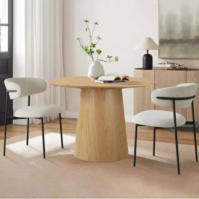 Set di 2 sedie da pranzo imbottite, sedie moderne da cucina con schienale aperto, seduta in morbido tessuto e gambe in metallo nero