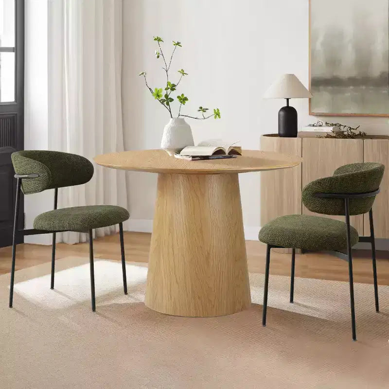 Set di 2 sedie da pranzo imbottite, sedie moderne da cucina con schienale aperto, seduta in morbido tessuto e gambe in metallo nero