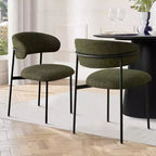 Set di 2 sedie da pranzo imbottite, sedie moderne da cucina con schienale aperto, seduta in morbido tessuto e gambe in metallo nero