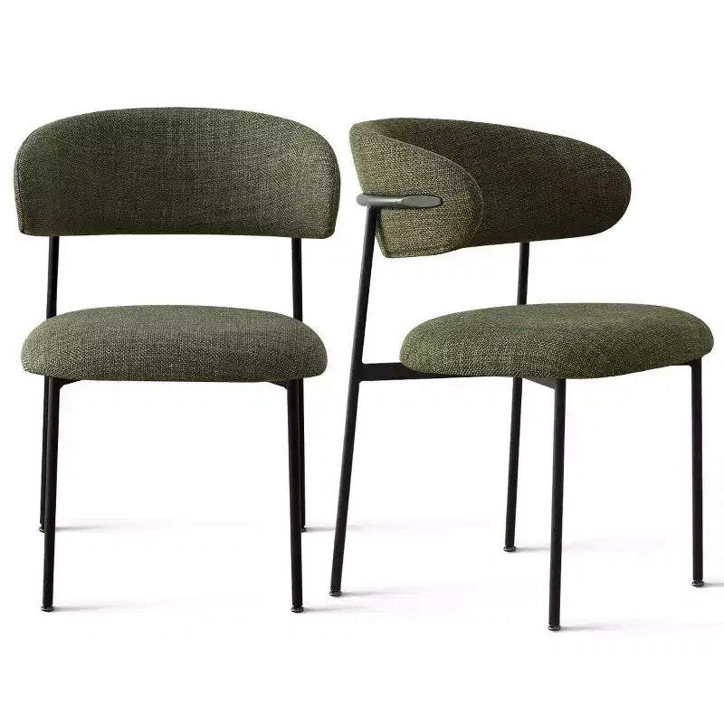 Set di 2 sedie da pranzo imbottite, sedie moderne da cucina con schienale aperto, seduta in morbido tessuto e gambe in metallo nero