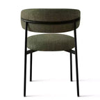Set di 2 sedie da pranzo imbottite, sedie moderne da cucina con schienale aperto, seduta in morbido tessuto e gambe in metallo nero