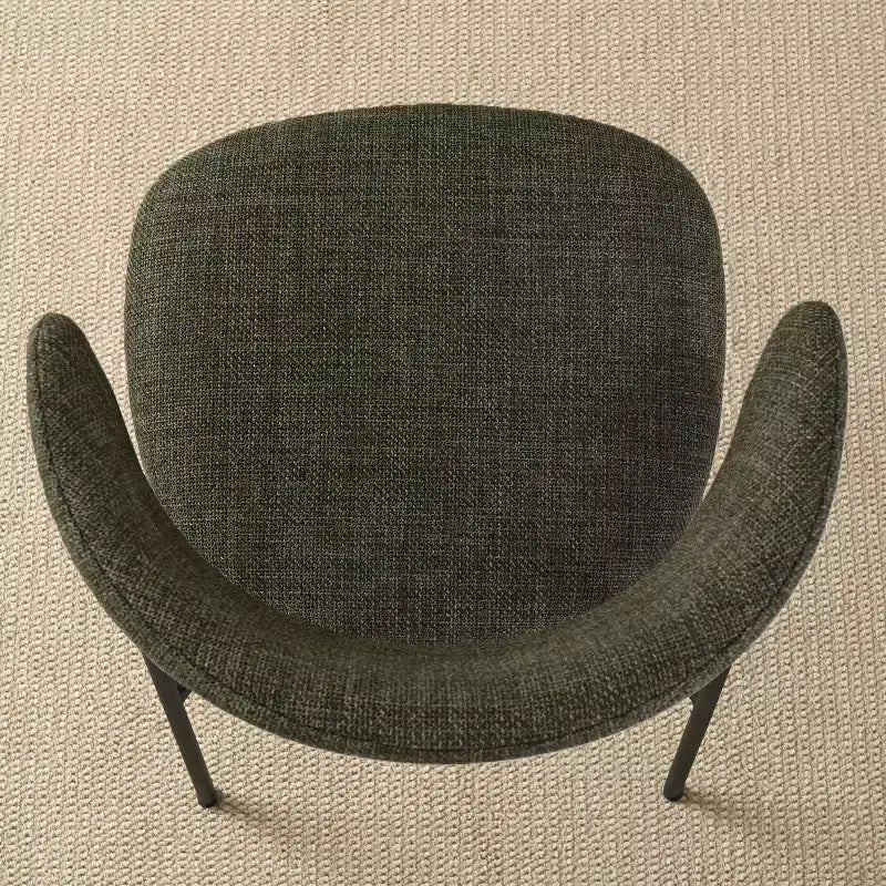 Set di 2 sedie da pranzo imbottite, sedie moderne da cucina con schienale aperto, seduta in morbido tessuto e gambe in metallo nero