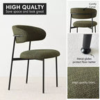 Set di 2 sedie da pranzo imbottite, sedie moderne da cucina con schienale aperto, seduta in morbido tessuto e gambe in metallo nero