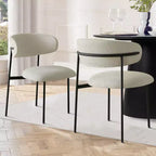 Set di 2 sedie da pranzo imbottite, sedie moderne da cucina con schienale aperto, seduta in morbido tessuto e gambe in metallo nero