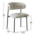 Set di 2 sedie da pranzo imbottite, sedie moderne da cucina con schienale aperto, seduta in morbido tessuto e gambe in metallo nero