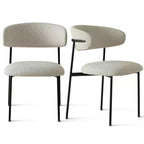 Set di 2 sedie da pranzo imbottite, sedie moderne da cucina con schienale aperto, seduta in morbido tessuto e gambe in metallo nero