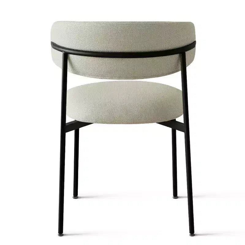 Set di 2 sedie da pranzo imbottite, sedie moderne da cucina con schienale aperto, seduta in morbido tessuto e gambe in metallo nero