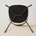 Set di 2 sedie da pranzo imbottite, sedie moderne da cucina con schienale aperto, seduta in morbido tessuto e gambe in metallo nero